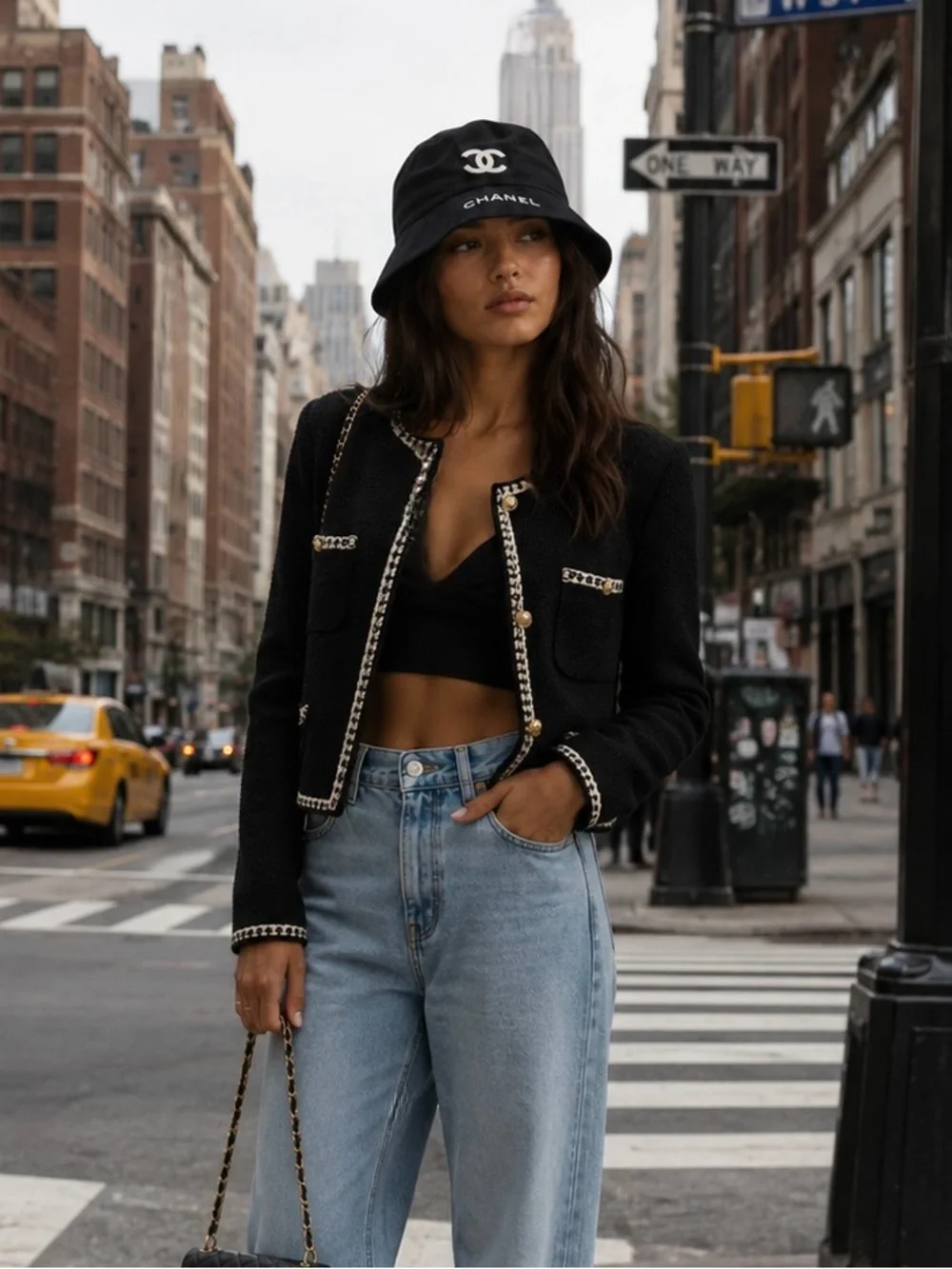 Black Bucket Hat with White CC Logo
